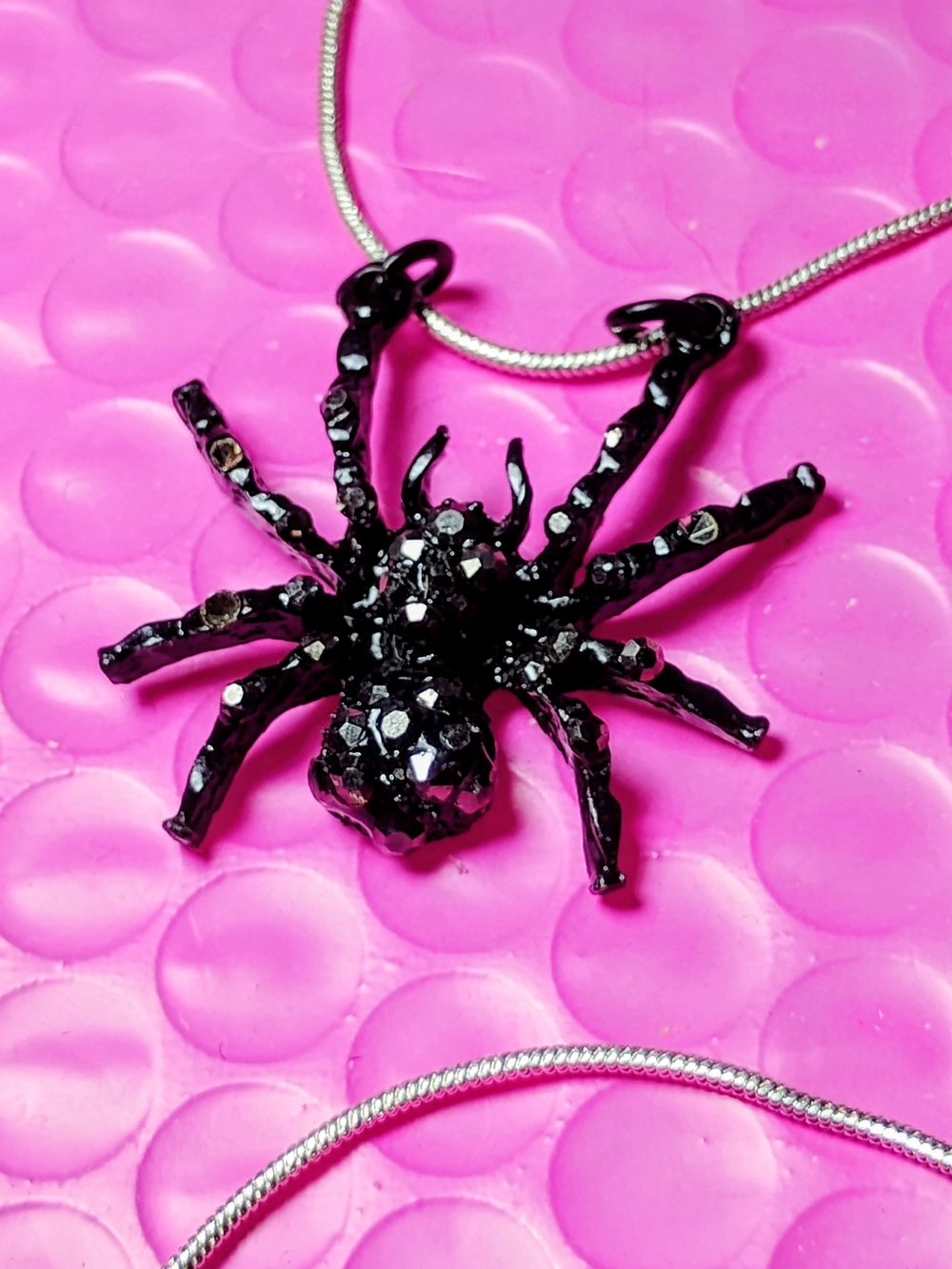 Black Spider Pendant Necklace - Fashion Women Jewelry 925 Tagged Sterling Silver